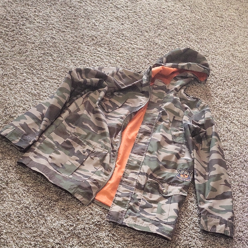 Lucky Brand Camo Utility Jacket with Orange Lining